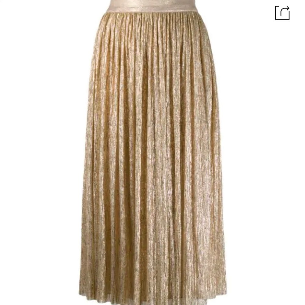 Alice + Olivia metallic gold pleated skirt